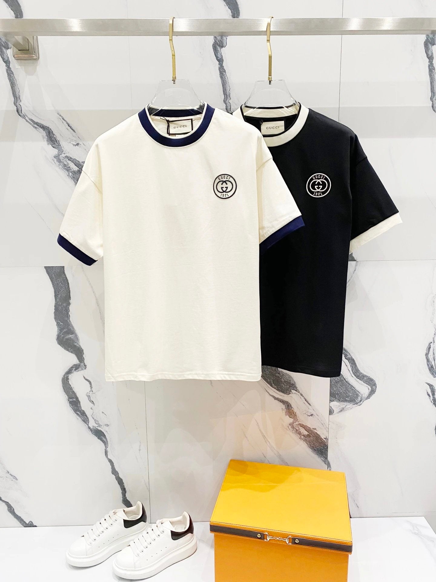 Gucci T-shirt Chest Letters1921Embroidery logo round Neck Short Sleeve25ss New Pure Cotton Unisex Style T T-shirt OS Loose Fit Base Shirt Top Half Sleeve T-Shirt