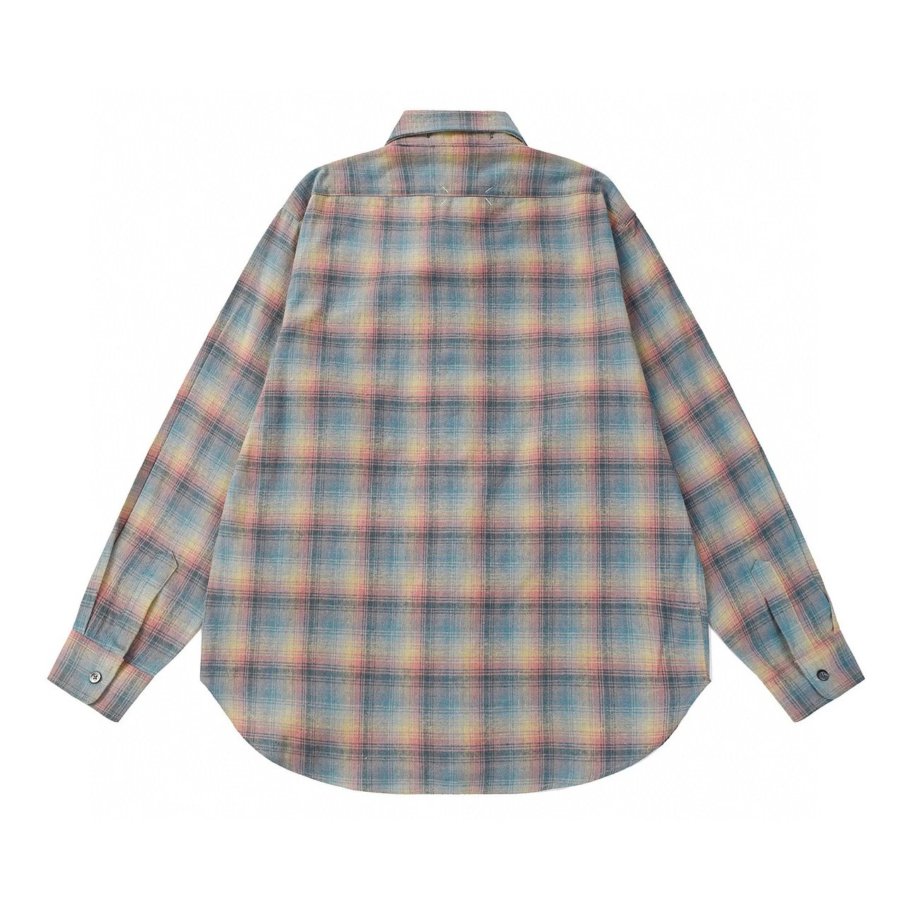 Maison Margiela Shirt Maison Margiela Jackets Top Version High Street Color-Contrast Check Long-Sleeved Shirt Jing Boran Same Style Idle Style Men and Women Loose Shirt Coat Fashion