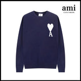 Ami Sweater Knitwear Classic round Neck Big Heart Jacquard Pullover Sweater Loose and Idle Sense Casual Couple Outfit-CY