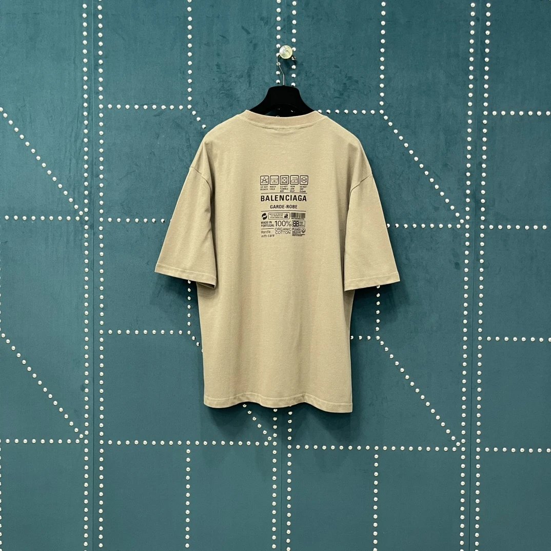 Balenciaga T-shirt Eco-friendly Pattern Print on the Chest logo round Neck Short Sleeve25ss New Pure Cotton Unisex Style T Casual T-Shirt Base Layer Shirt OS Loose Fit Half Sleeve Top Plus Size
