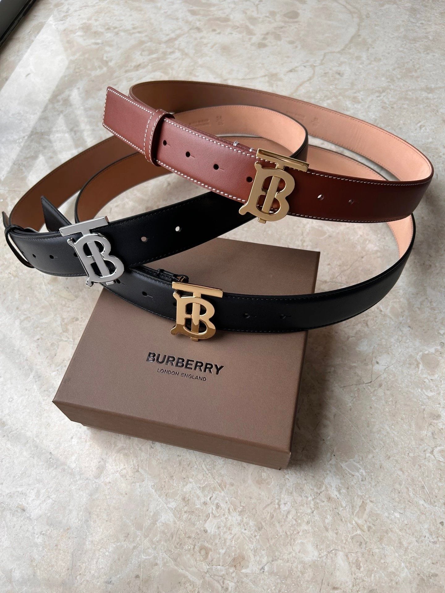 Burberry Belt Top version 【Original Custom】Original New Men's Leather Belt Width3.5cm Double-Sided Imported First Layer Calfskin Full Grain Leather Genuine Goods Quality Original Letter Rotating Buckle Counter Full Set Gift Box Packaging B Home Belt