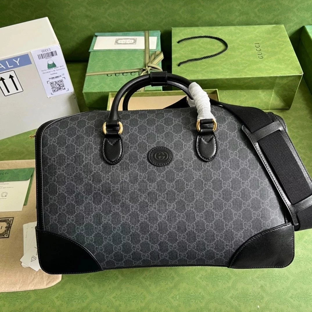 Gucci Women's Bag Top version 【Super Original Leather】2023New Ophidia Brand New Fashion Series Travel Bag Brown Black Men and Women Same Style Travel Bag42cm Business Traveling Luggage Bag Gym Bag Large Capacity Handbag Business Bag Travel Bag696014