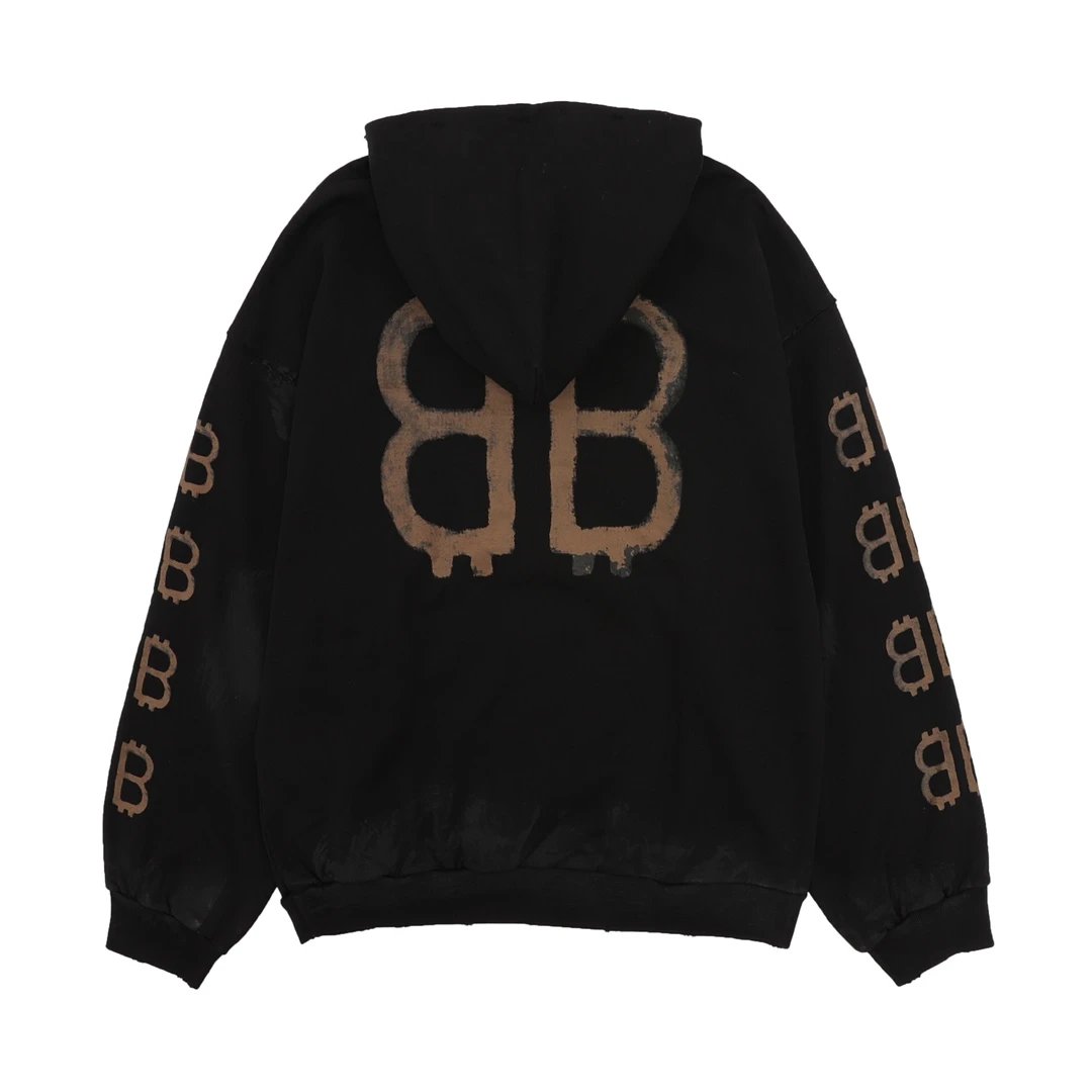 Balenciaga Hoodie Double B Hooded Sweatshirt Pure Cotton Jacket Hoodie Top Unisex Sports Casual OS Loose fit versatile style