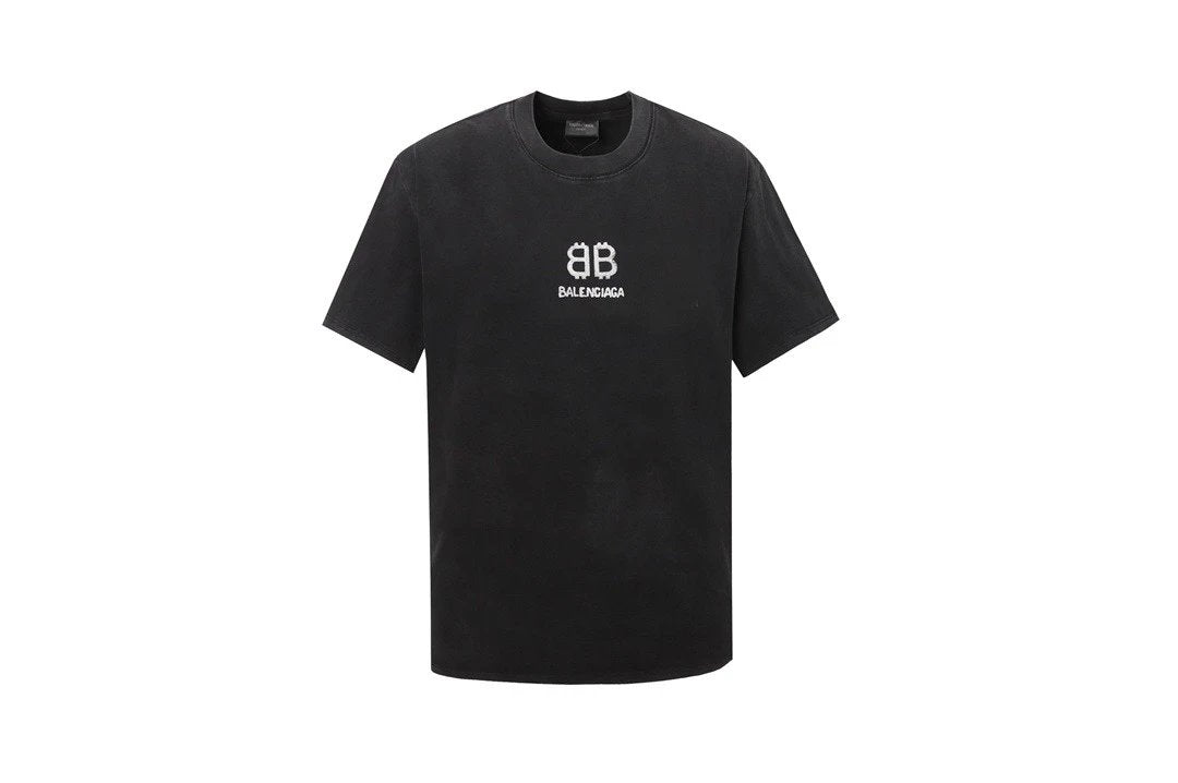 Balenciaga T-shirt Double B Vintage Painted Crew Neck Short Sleeve Pure Cotton T T-shirt ins Unisex Summer New Casual Base Shirt Simple T-Shirt