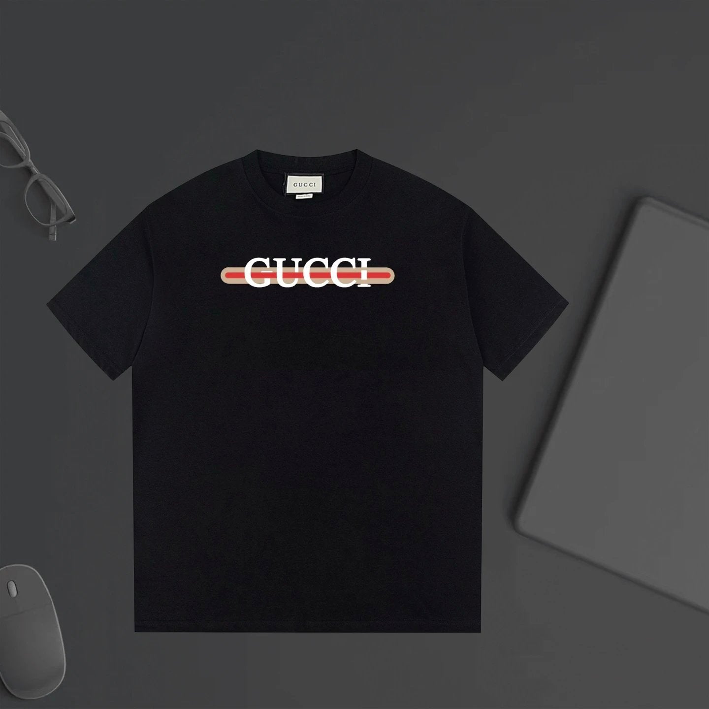 Gucci T-shirt Chest Brand Letter String Print logo round Neck Short Sleeve25ss New Pure Cotton Unisex Style T T-shirt OS Loose Fit Base Shirt Top Half Sleeve T-Shirt