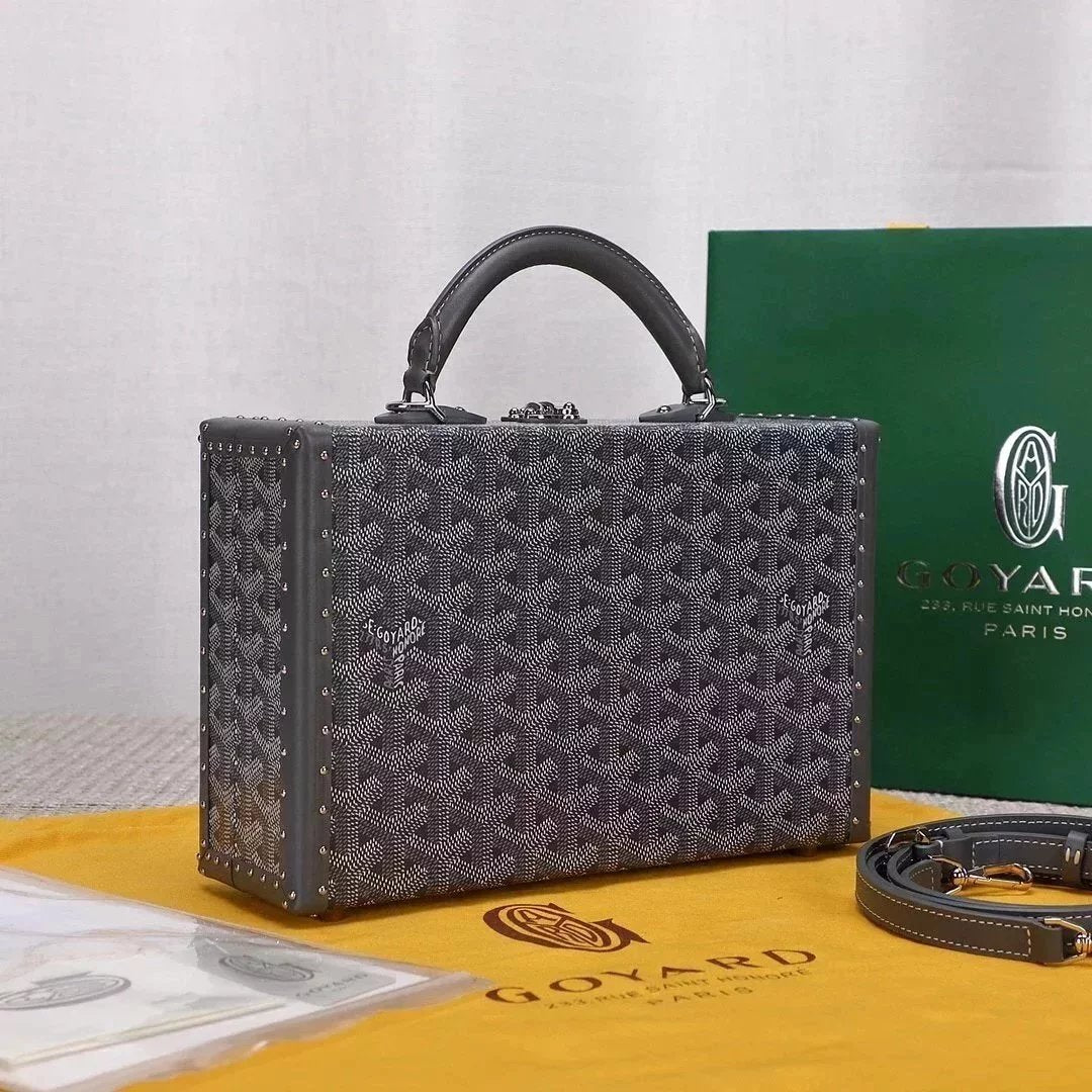 Goyard Bag Top version New Arrival|Beech Made by Artisans gegina Hard Bags Elegant De Box Bag Unisex Shoulder Crossbody Handbag Men's and Women's Bags