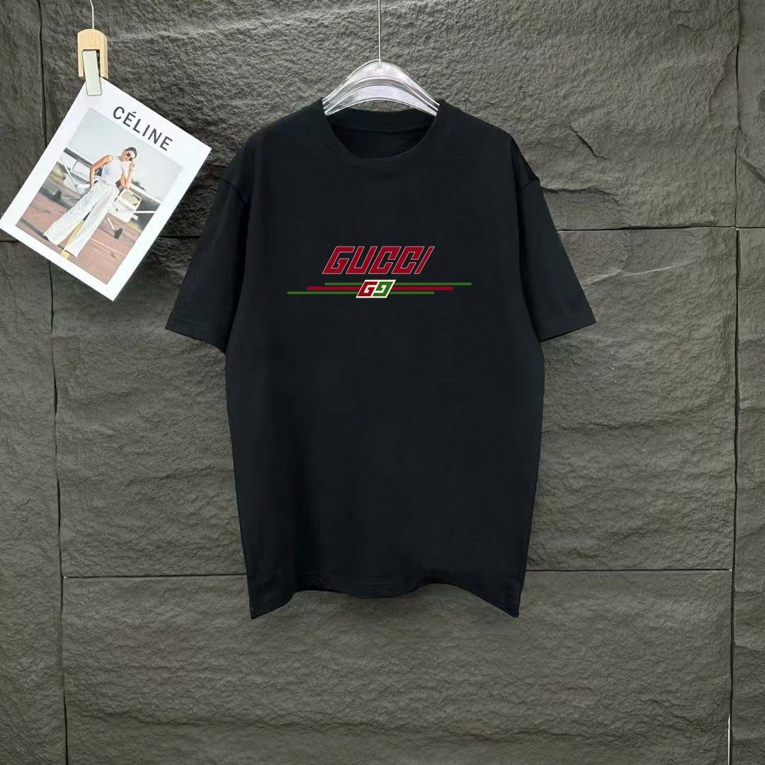 Gucci T-shirt Digital Direct Print on Chest logo round Neck Short Sleeve25ss New pure cotton T Unisex T-Shirt OS Loose Fit Base Shirt Top Half Sleeve T-Shirt