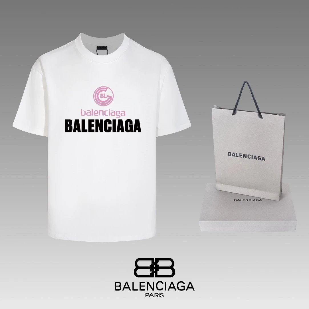 Balenciaga T-shirt Chest Letter Pattern Print logo round Neck Short Sleeve25ss New Pure Cotton Unisex Style T T-shirt OS Loose Fit Base Shirt Top Half Sleeve T-Shirt