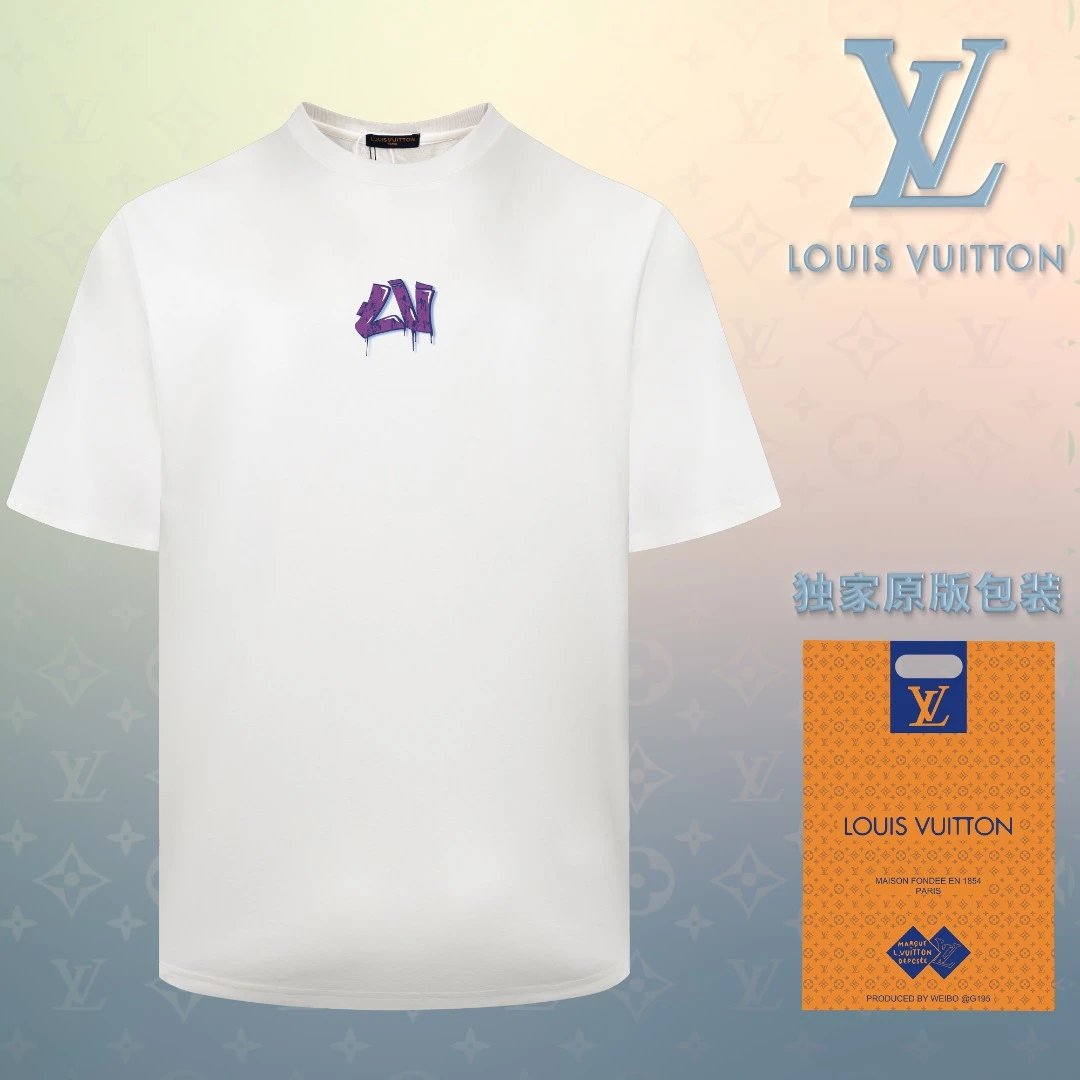 Louis Vuitton LV T-shirt Melt Your Heart Personality LOGO Printed round Neck Short Sleeve25ss New Pure Cotton Unisex Style T T-shirt OS Loose Fit Base Shirt Short Sleeve Top T-Shirt