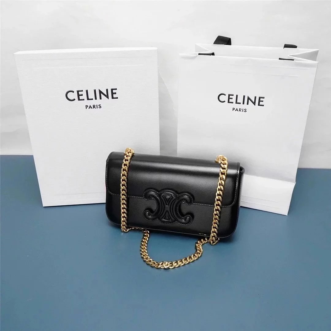 Celine women's bag Top version 【Surrogate Shopping Edition】2022Spring and Summer New Arc De Triomphe Underarm Bag Women's Bag Popular TRIOMPHE Arc De Triomphe Underarm Bag mini Chain Bag box Printed Cow Leather Clutch Square Bag Box Bag Shoulder Bag Cross