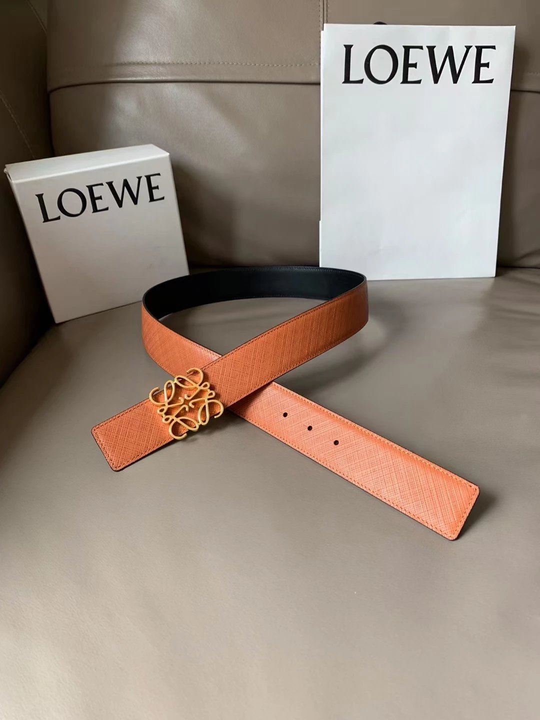 LOEWE Belt Top version Belt Genuine Cattlehide Leather Surface Original Single Original Single Double-Sided First Layer Original Cowhide4.0Men's Leather Belt Man's Belt Men's Belt Business Casual Pants Belt Men's Business Casual Belt Belt Men's High-End B