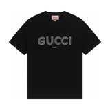 Gucci T-shirt Chest Stripe Letter Print logo round Neck Short Sleeve25ss New Pure Cotton Unisex Style T Casual T-Shirt Base Layer Shirt OS Loose Fit Half Sleeve Top Plus Size