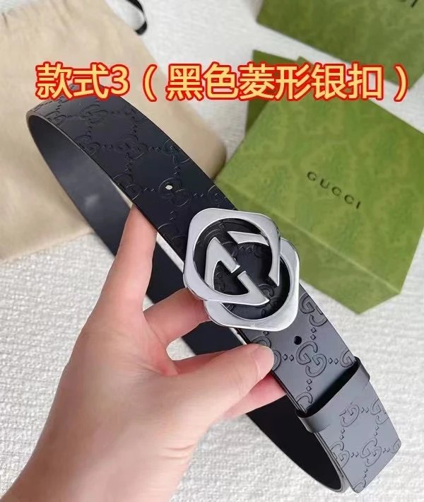 Gucci Belt Retro Embossing Men's Belt Double-Sided Genuine Leather Female Online Influencer Chi Double-Home Belt