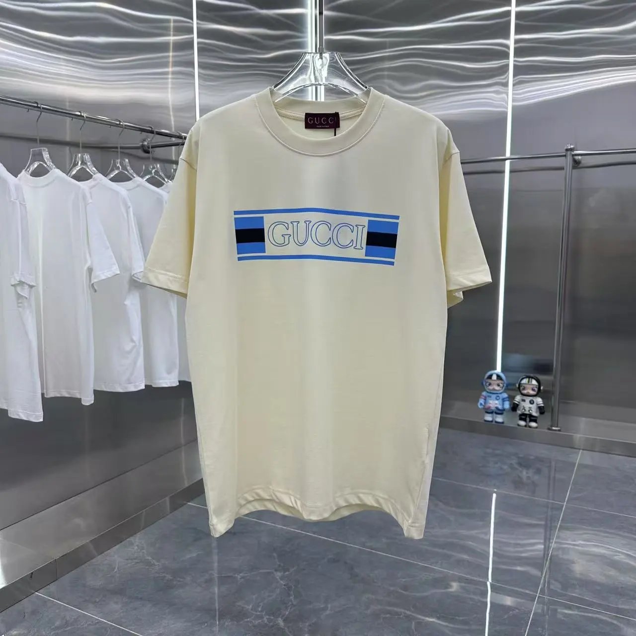 Gucci T-shirt Unique Letter Print on Chest logo round Neck Short Sleeve25ss New Pure Cotton Unisex Style T T-shirt OS Loose Fit Base Shirt Top Half Sleeve T-Shirt