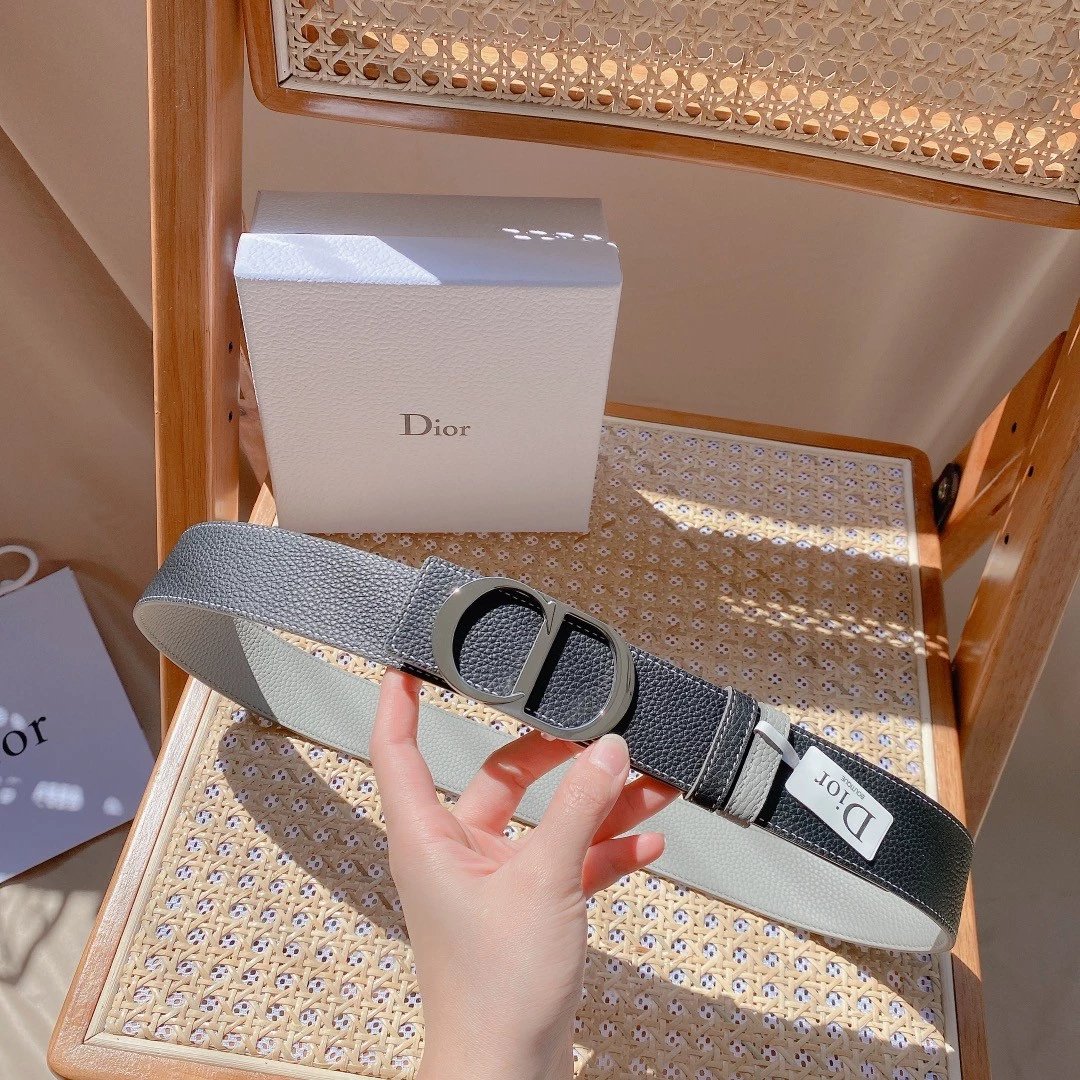 Dior Belt Top version Original Single Original Single Men and Women Universal Belt Width4.0cm Counter Full Set of Packaging Original Leather Material Classic Presbyopic Full Printed Canvas Full Stand Leather Lychee Pattern Bottom Letter Buckle Support NFC