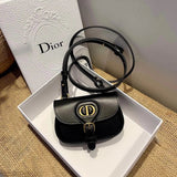 Dior Women's Bag Top version Women's Bag New Bobbymicro Series Super Mini Saddle Bag Glossy Cow Leather Buckle Shoulder Messenger Bag