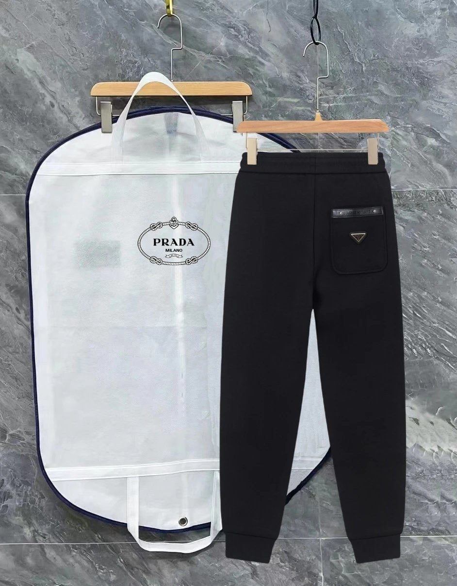 PRADA Sweatpants Back Pocket Triangle Logo logo Drawstring Jogger Sweatpants for Men and Women, Autumn and Winter Loose Fit, Large Size Casual Pants