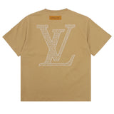 Louis Vuitton LV T-shirt Front and back letter logo embroidery logo round Neck Short Sleeve25ss New Pure Cotton Unisex Style T T-shirt OS Loose Fit Base Shirt Half Sleeve T-Shirt Top Half Sleeve