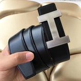 Hermes Belt Top version Double-Sided Cowhide Men's Leather Belt Genuine Leather Business Man's Belt Italy Imported First Layer Cowhide Leather Pure Original Leather Pure Steel Buckle h Home Pant Belt3.8Wide