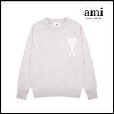 Ami Sweater Knitwear Classic round Neck Big Heart Jacquard Pullover Sweater Loose and Idle Sense Casual Couple Outfit-CY