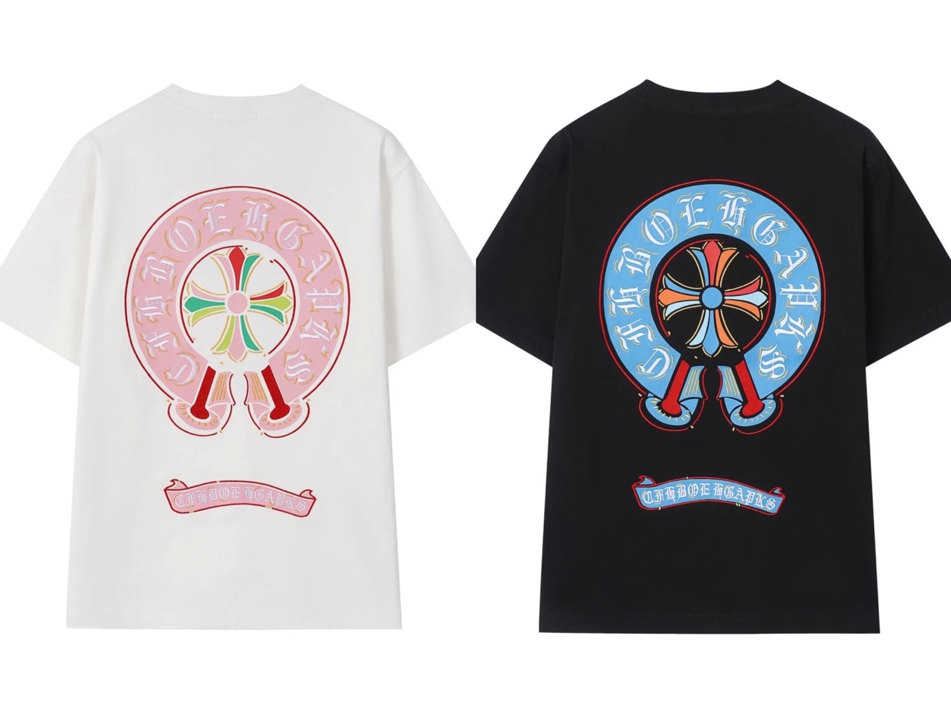 Chrome Hearts T-shirt Back with Sanskrit Script Print logo round Neck Short Sleeve25ss New Pure Cotton Unisex Style T T-shirt OS Loose Fit Base Shirt Top Half Sleeve T-Shirt
