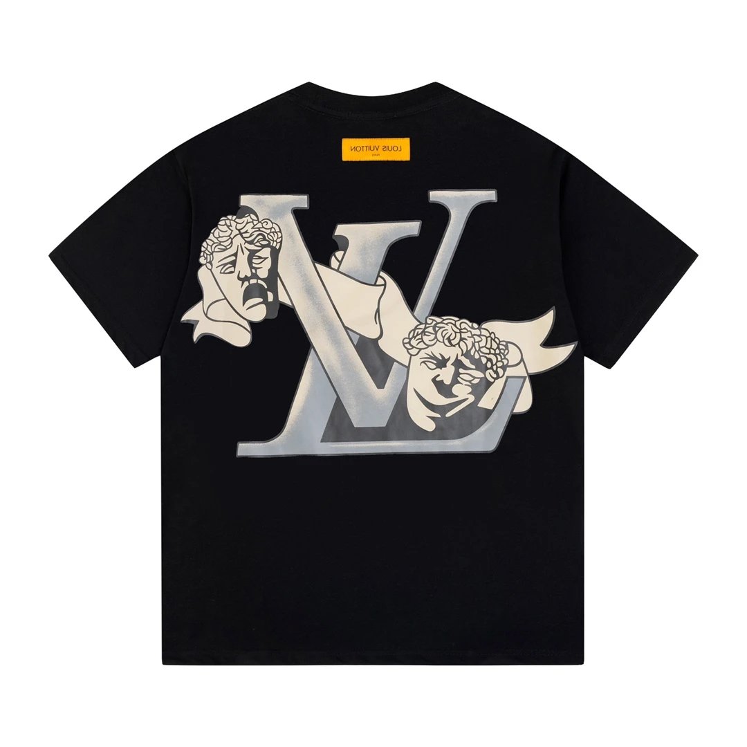 Louis Vuitton LV T-shirt Back Clown Double-Sided Print logo round Neck Short Sleeve25ss New Pure Cotton Unisex Style T Casual T-Shirt Base Layer Shirt OS Loose Fit Half Sleeve Top Plus Size