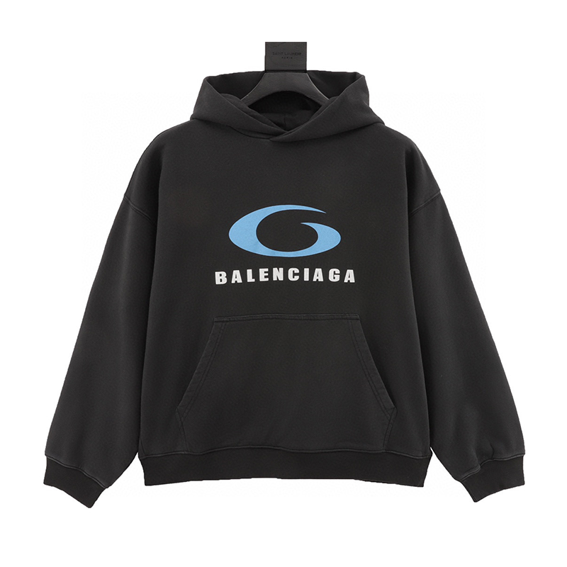 Balenciaga Hoodie Blue Lens Printed Hoodie Same Style for Men and Women