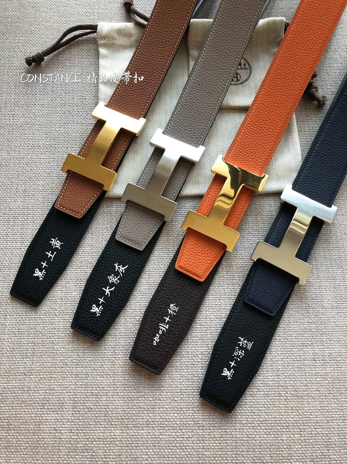 Hermes Belt Top version Belt Men's Leather Belt Genuine Leather Double-Sided Belt Italy Imported First Layer Cowhide Business Casual Match Pure Original Leather Fine Steel Buckle Unisex3.8cm