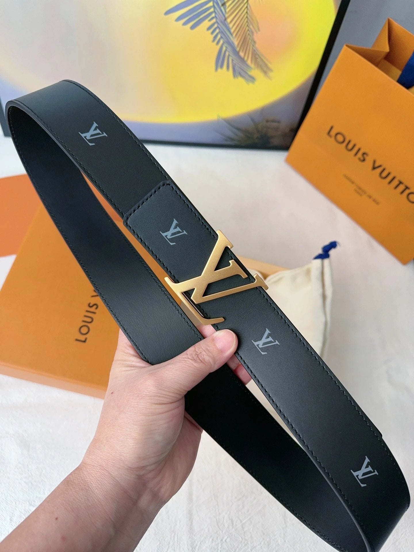 Louis Vuitton LV Belt Top version 【Counter Quality】The Most New Belt4.0cm Men's Belt Metal Buckle Men's Leather Belt with Classic Chessboard Plaid Belt with Genuine Goods Packaging in and out of the Counter No Problem Versatile Casual Fashion Formal Wear