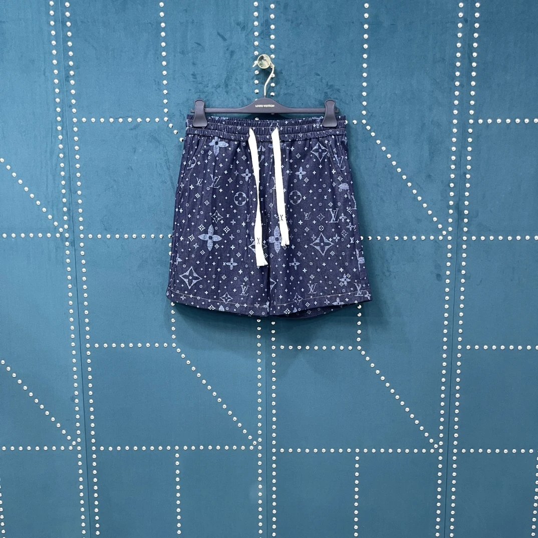 Louis Vuitton LV Shorts Full Print Shadow Old Flower logo Five-point Shorts25ss New Drawstring Casual Summer Pants5Two-in-One Casual Sweatpants for Men and Women, Pure Cotton Joggers