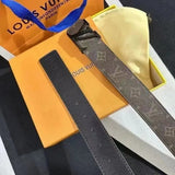 Louis Vuitton LV Belt Leather Belt Men's Genuine Leather High-End Luxury Letter Buckle Pant Belt with Presbyopic Business Leisure Famous Brand Luxury Belt