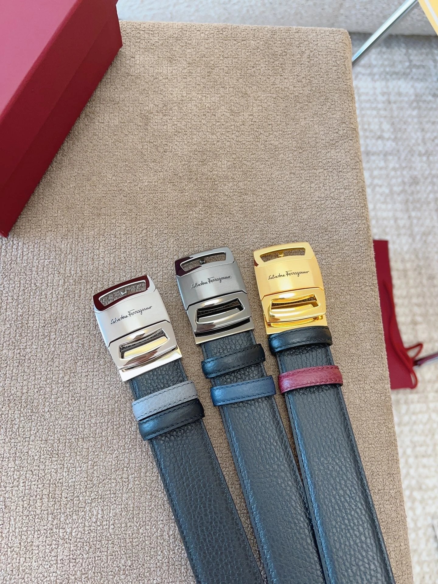 Ferragamo Belt Top version 【Counter Genuine Customization】Belt Men NFC Anti-Counterfeiting Surrogate Shopping Light Luxury Men's Leather Belt Vachette Clasp Business Casual Genuine Leather Replacement Belt Belt3.5