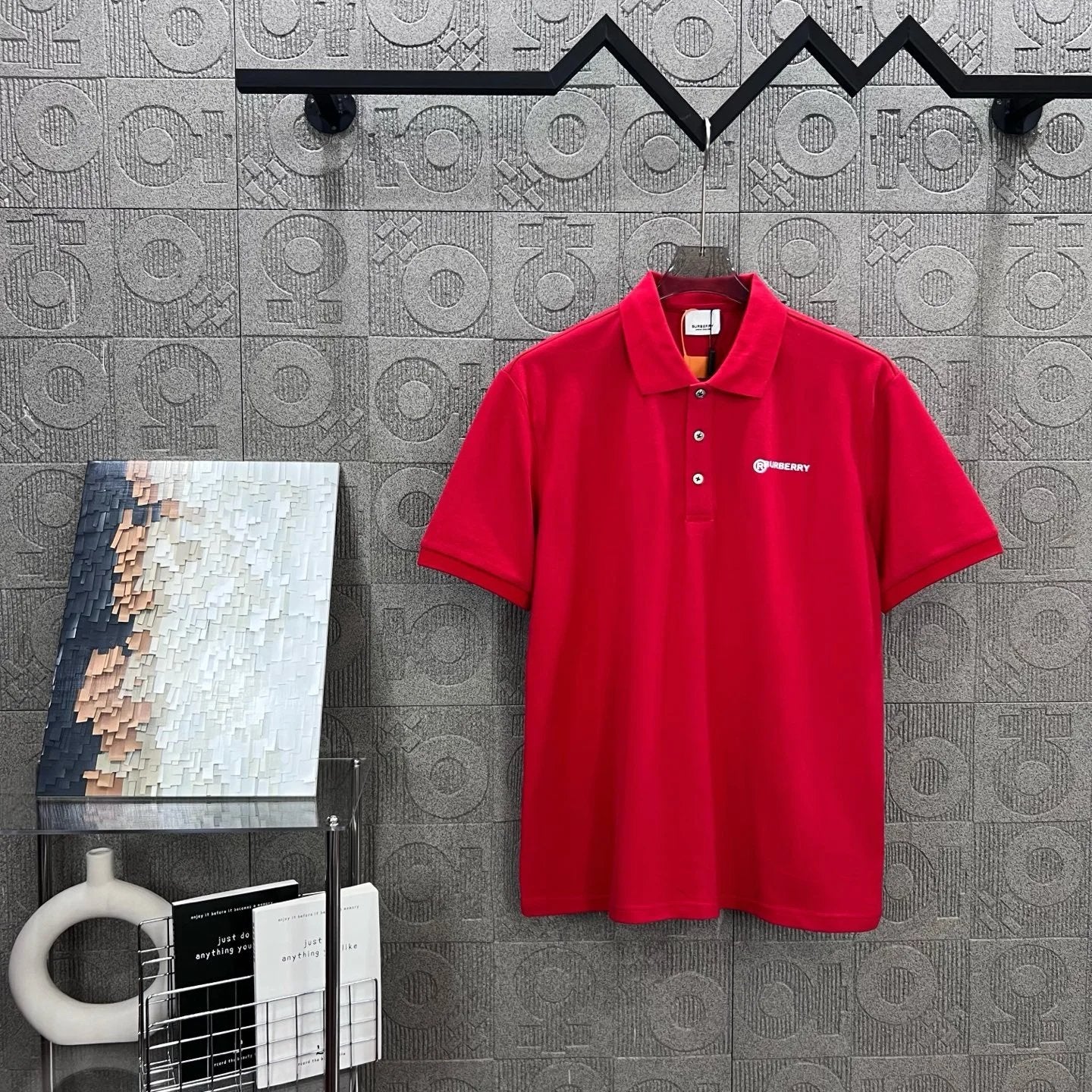 Burberry T-shirt Classic Brand 3D Embossed Print on Chest logoPOLO Shirt Lapel Short Sleeve25ss New Unisex Summer Short Sleeve OS Loose T Business Half Sleeve Shirt Plus Size T-Shirt