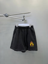 Balenciaga Shorts Flame Shorts Five-Point Shorts25ss New Heavy Drawstring American Style Casual Summer Pants5Two-in-One Casual Sweatpants for Men and Women, Pure Cotton Joggers