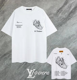 Louis Vuitton LV T-shirt Chest Shoe Pattern Print logo round Neck Short Sleeve25ss New pure cotton T Unisex T-Shirt OS Drop Shoulder Loose Fit Base Shirt Top T-Shirt Short Sleeve