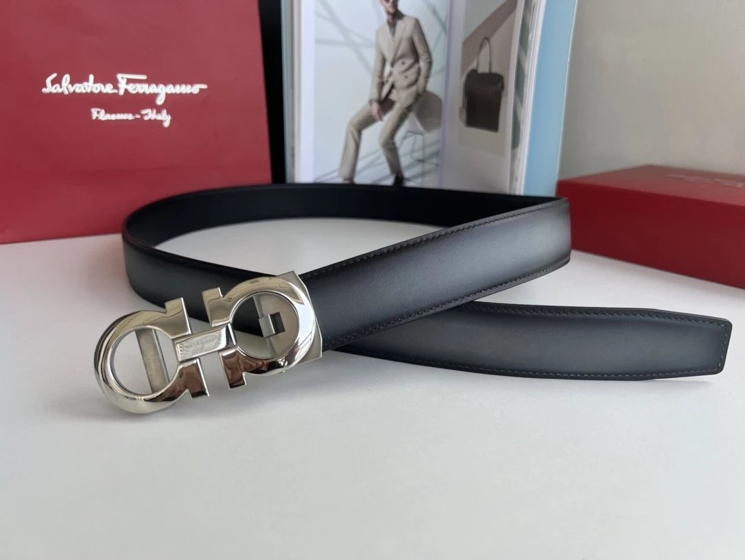 Ferragamo Belt Top version 【Full Package】Belt Width for Men and Women3.5cm with Chip nfc Anti-Counterfeiting Quality Automatic Buckle Counter Full Set Packaging Italian Double-Sided Cowhide Matching Boutique Brass Buckle Length Can Be Cut by Yourself Coun