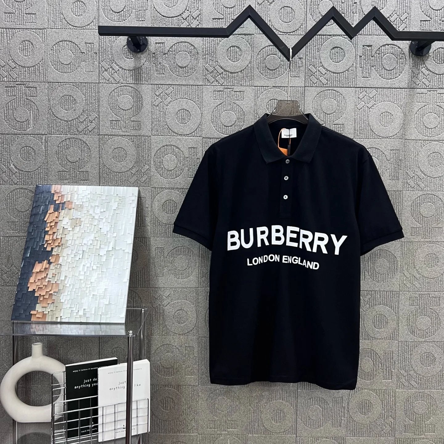 Burberry T-shirt Chest Letter Print logoPOLO Short Sleeve Turn-down Collar Shirt Unisex Summer Loose Fit T Business Commuter Short Sleeve Shirt Plus Size
