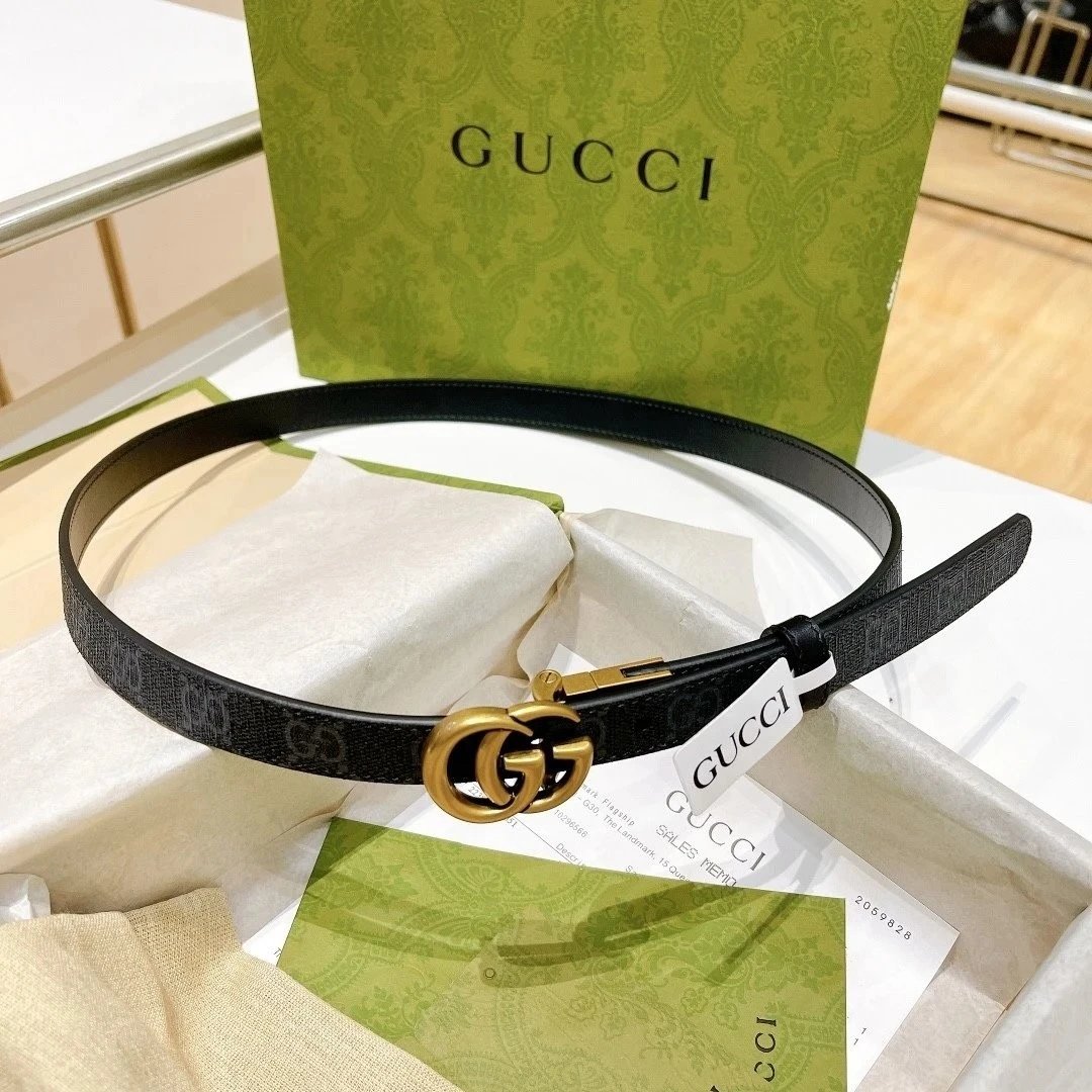 Gucci Belt Top version 《Full Package》New Original Women's Belt2.0Genuine Leather Belt Women's Pair g Belt Women's Fashion Casual Original Leather Gujia Belt GG Home Pant Belt Female Guqi Guqi Shi Belt Feila Grid