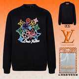 Louis Vuitton LV Hoodie Colorful Print on the Chest logo Round Neck Sweatshirt Long Sleeve Base Shirt Jacket Top Fashion Unisex Sports Casual OS Loose Fit Versatile New Autumn Winter Collection