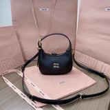 Miu Miu Bag Top version New Model Style hobo Bag Imported Calfskin Glossy Leather Handbag Mini Handbag Shoulder Bag Messenger Bag Women's Bag5BC161