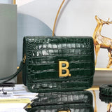 Balenciaga Bag Top version 【Level Surrogate Shopping】Square bag Box Bag Stewardess Bag Crossbody Women's Bag File Holder Small Square Bag Crocodile Pattern Cowhide