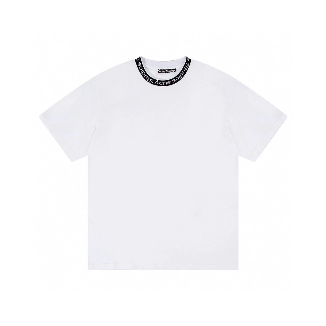 ‌Acne Studios T-shirt Top Version Classic Small Square Smiley Face Expression Series Short Sleeve T T-shirt round Neck Loose Casual Half Sleeves Men and Women Same Style