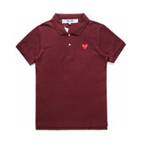 Rei Kawakubo T-shirt Top Version polo Embroidered Red Heart Lapel T T-shirt Half Sleeve Men and Women Star Loose