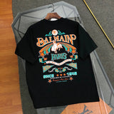 Balmain T-shirt Back Pattern Print logo round Neck Short Sleeve25ss New pure cotton T Unisex T-Shirt OS Loose Fit Base Shirt Top Half Sleeve T-Shirt