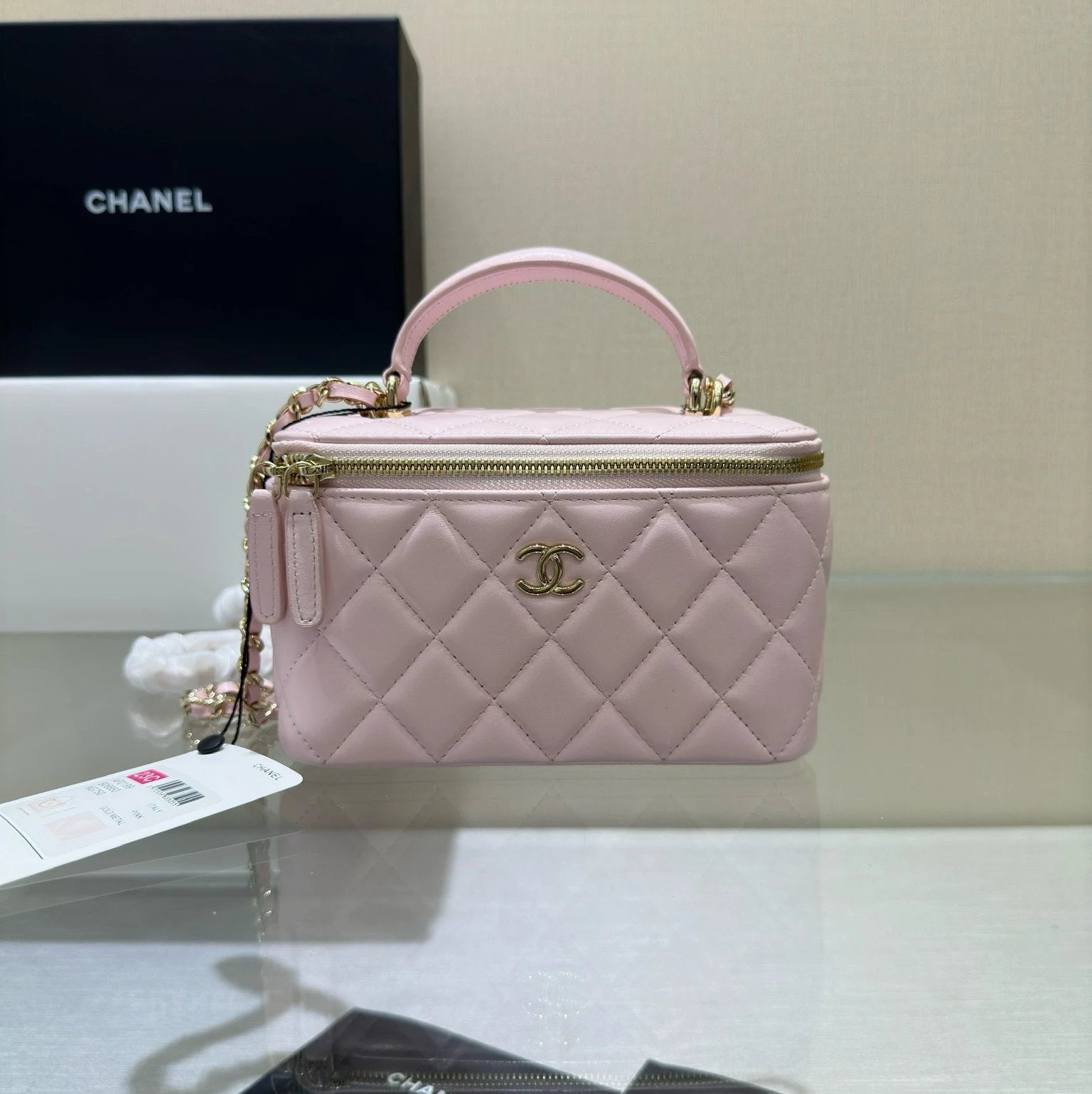 Chanel Women's Bag Top version 【Original Leather Upgraded Version】Home New24P New Color Box Bag Series Original Sheepskin Bag Lipstick Pack Cosmetic Bag Small Box Bag Box Bag Intrazone Mirror Bag Style New Women Bag Handle Box Bag Leisure Bag Shoulder Bag