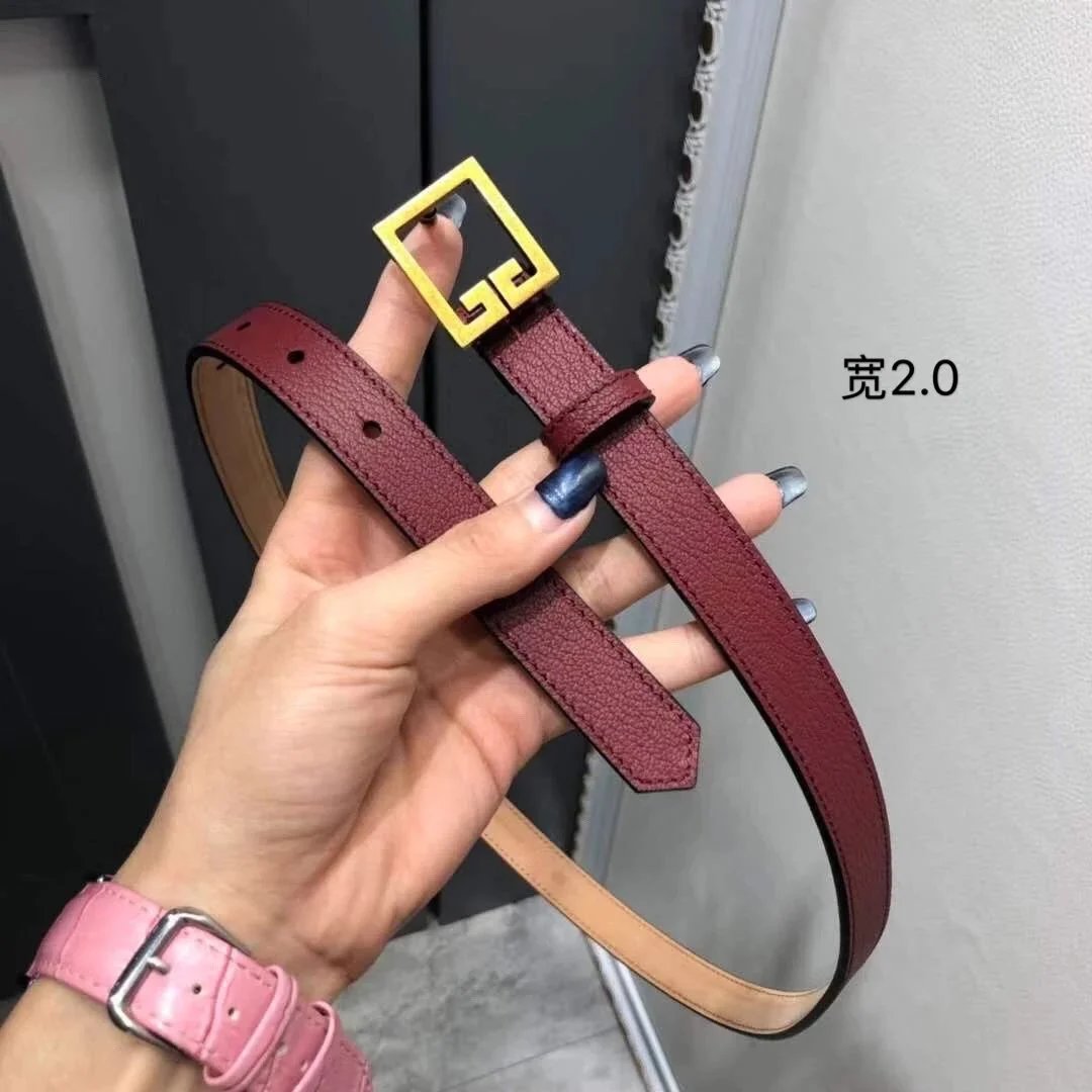 Givenchy Belt Top version New Women's Leather Belt First Layer Cowhide Trendy All-Matching2.0Narrow Belt Thin