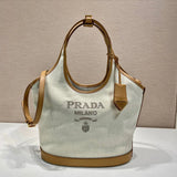 PRADA Bag Top version up to New Tote Bag Small Size Medium Large Letter Logo Embossed Removable Leather Key Ring Linen Blend Stitching Leather Tote Bag tote Bag Shopping Bag Shoulder Bag Handbag Hand Bag Messenger Bag Women's Bag1BG4721BG0741BG471