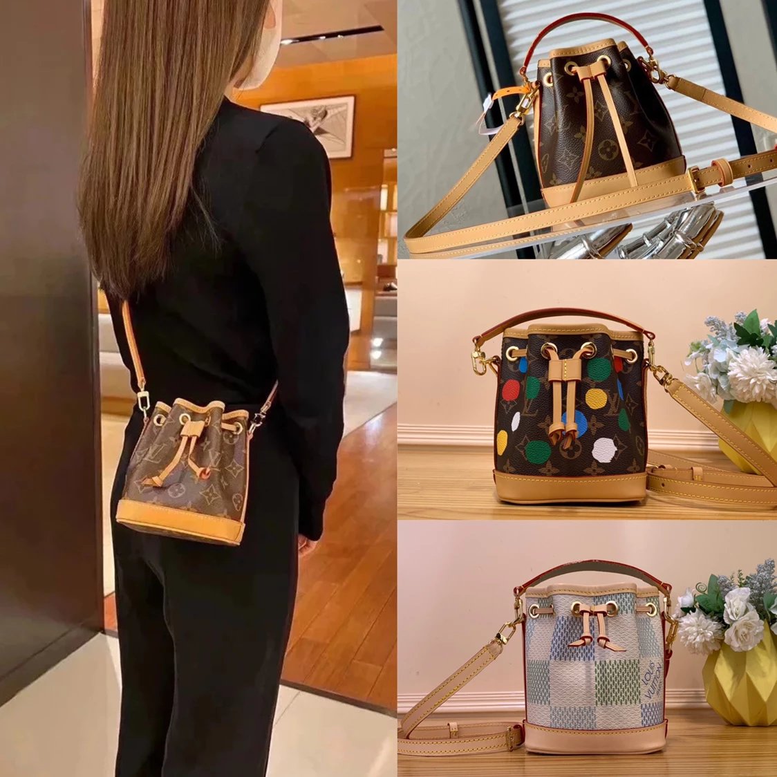 Louis Vuitton LV Women's Bag Top version 2023New Presbyopic New Drawstring Bucket Bag Shoulder Messenger Bag Small Bucket Bag