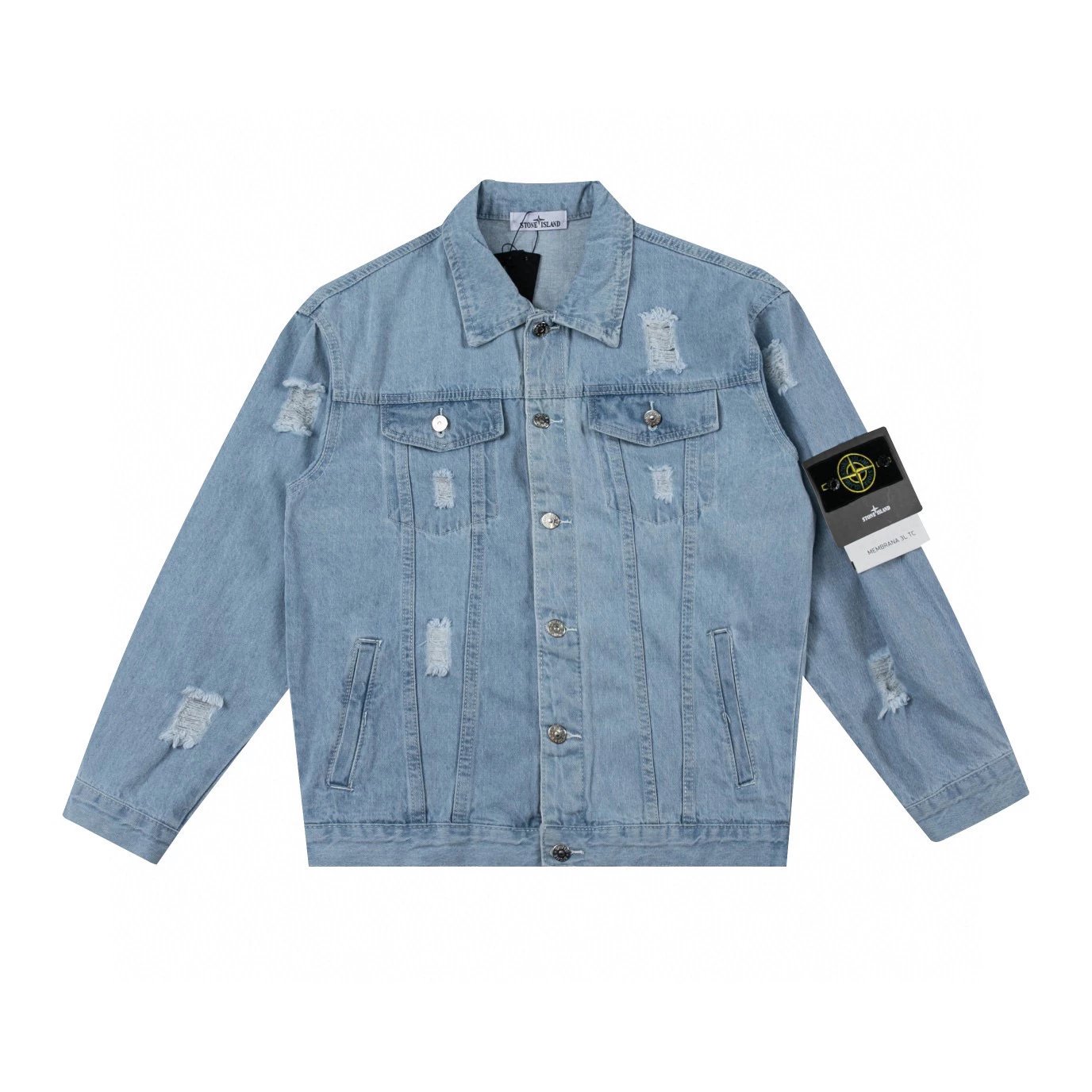 Stone Island Jackets Top Version High Street Water Washed Hole Denim Coat