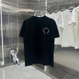 Chrome Hearts T-shirt Laser Embroidered Patch logo round Neck Short Sleeve25ss New Pure Cotton Unisex Style T T-shirt OS Loose Fit Base Shirt Top Half Sleeve T-Shirt